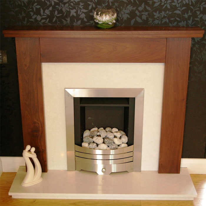 milan walnut fireplace